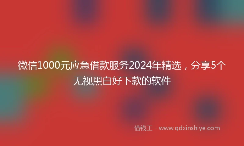 微信1000元应急借款服务2024年精选，分享5个无视黑白好下款的软件