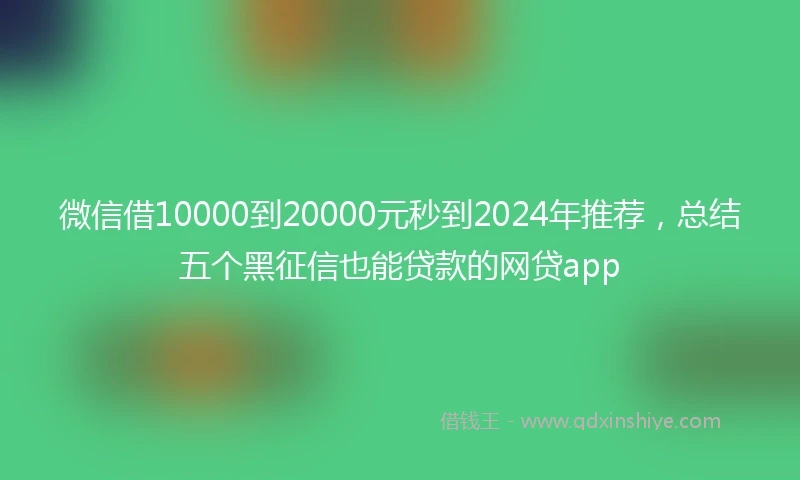 微信借10000到20000元秒到2024年推荐，总结五个黑征信也能贷款的网贷app