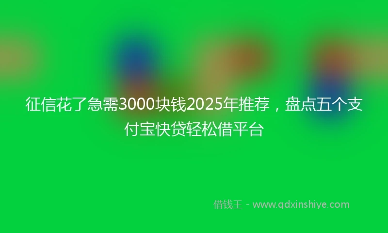 征信花了急需3000块钱2025年推荐，盘点五个支付宝快贷轻松借平台
