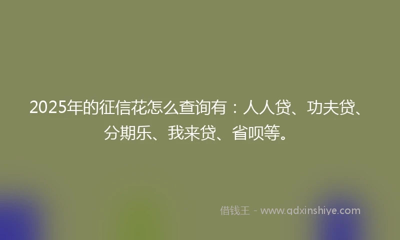 2025年的征信花怎么查询有：人人贷、功夫贷、分期乐、我来贷、省呗等。