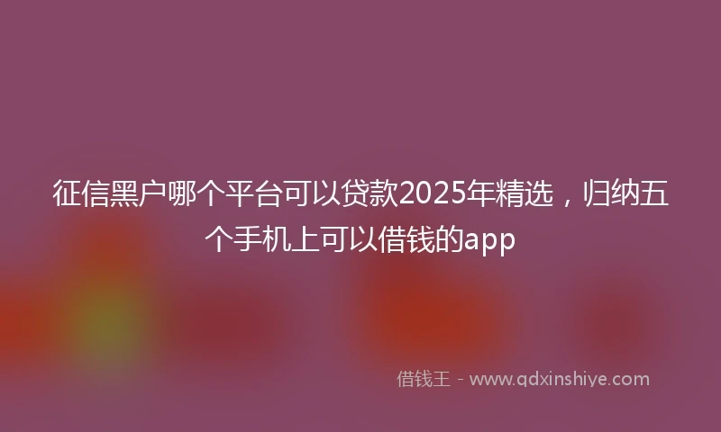 征信黑户哪个平台可以贷款2025年精选，归纳五个手机上可以借钱的app