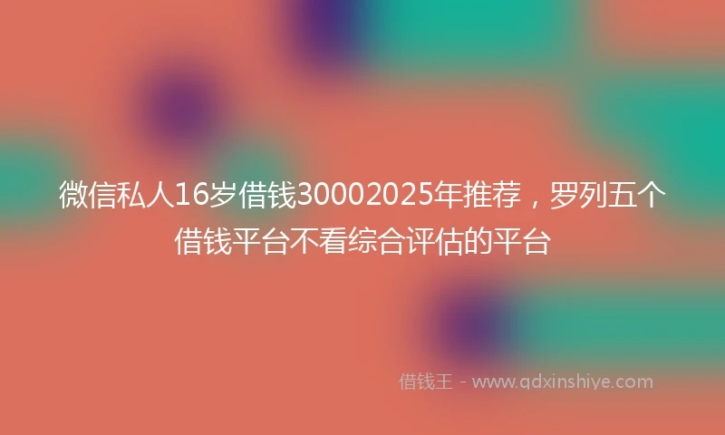 微信私人16岁借钱30002025年推荐，罗列五个借钱平台不看综合评估的平台