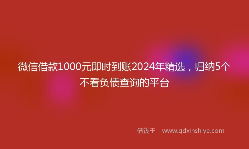 微信借款1000元即时到账2024年精选，归纳5个不看负债查询的平台