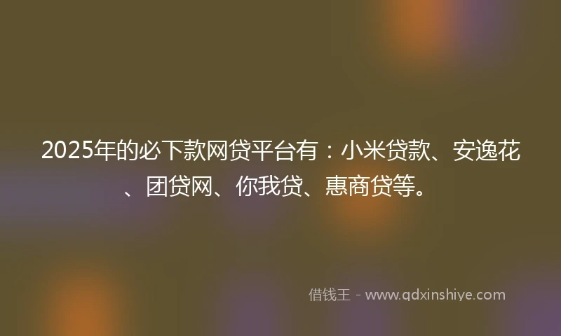 2025年的必下款网贷平台有：小米贷款、安逸花、团贷网、你我贷、惠商贷等。