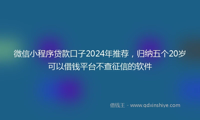 微信小程序贷款口子2024年推荐，归纳五个20岁可以借钱平台不查征信的软件
