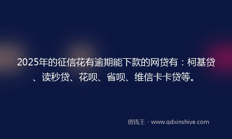 2025年的征信花有逾期能下款的网贷有：柯基贷、读秒贷、花呗、省呗、维信卡卡贷等。
