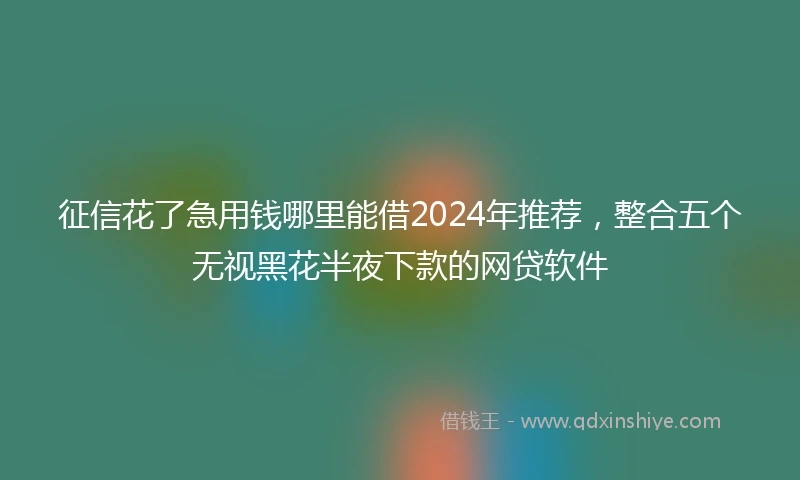征信花了急用钱哪里能借2024年推荐，整合五个无视黑花半夜下款的网贷软件