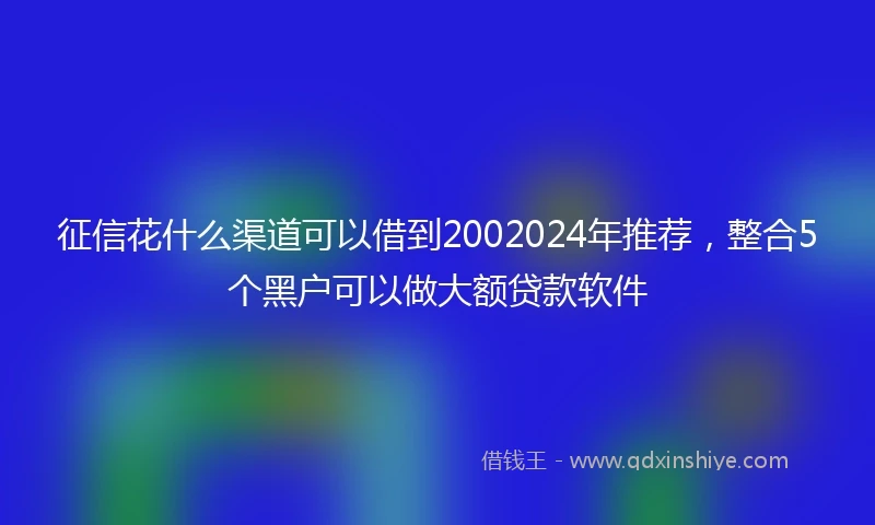 征信花什么渠道可以借到2002024年推荐，整合5个黑户可以做大额贷款软件