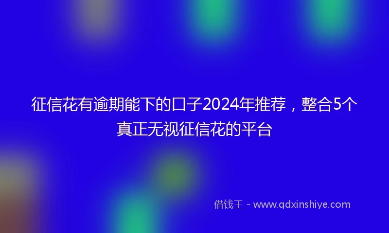 征信花有逾期能下的口子2024年推荐，整合5个真正无视征信花的平台