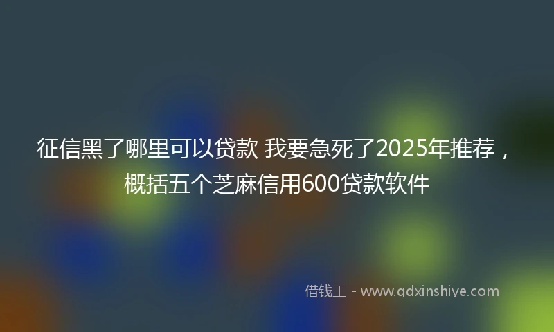 征信黑了哪里可以贷款 我要急死了2025年推荐，概括五个芝麻信用600贷款软件