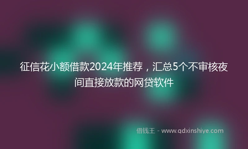 征信花小额借款2024年推荐，汇总5个不审核夜间直接放款的网贷软件