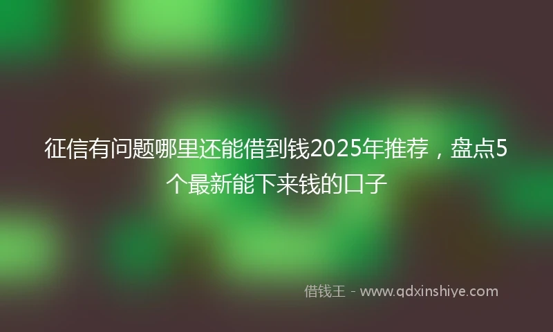 征信有问题哪里还能借到钱2025年推荐，盘点5个最新能下来钱的口子
