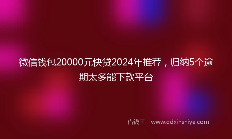 微信钱包20000元快贷2024年推荐，归纳5个逾期太多能下款平台