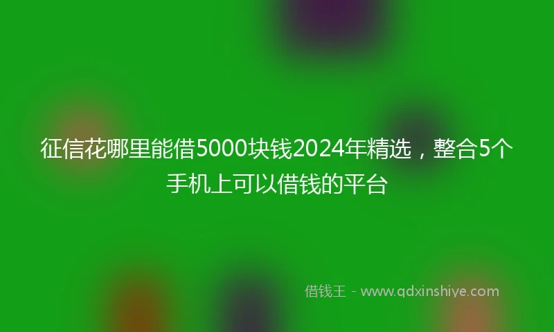 征信花哪里能借5000块钱2024年精选，整合5个手机上可以借钱的平台