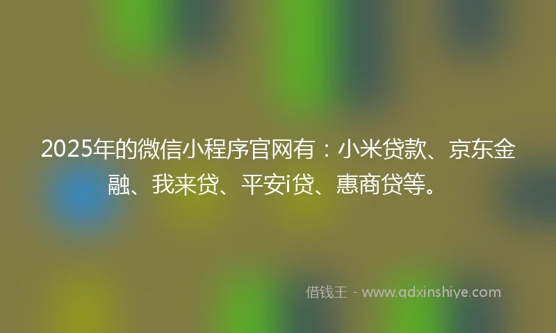 2025年的微信小程序官网有：小米贷款、京东金融、我来贷、平安i贷、惠商贷等。