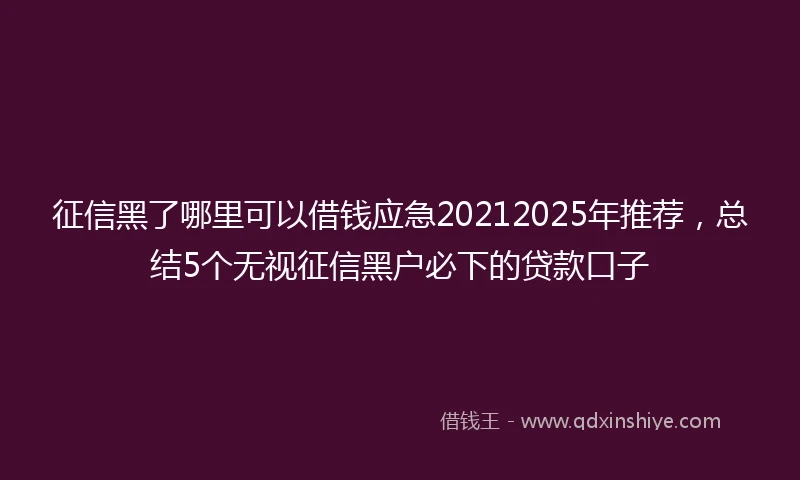 征信黑了哪里可以借钱应急20212025年推荐，总结5个无视征信黑户必下的贷款口子