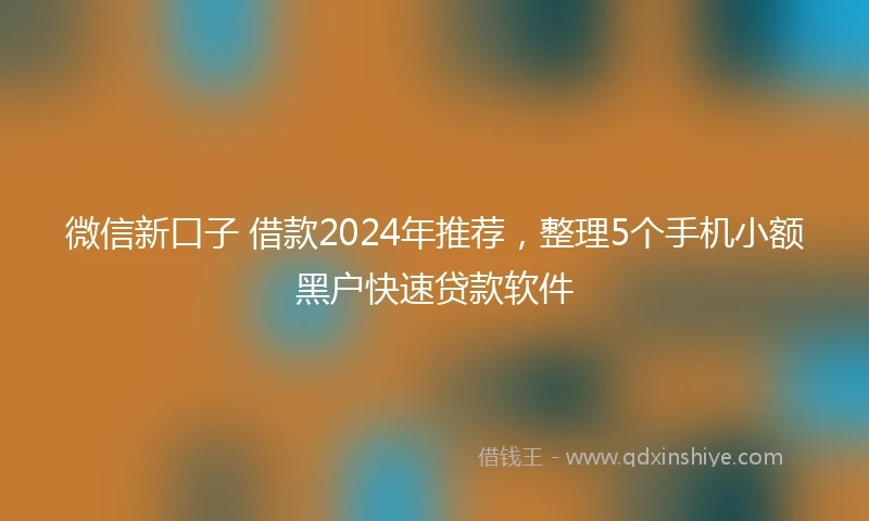 微信新口子 借款2024年推荐，整理5个手机小额黑户快速贷款软件