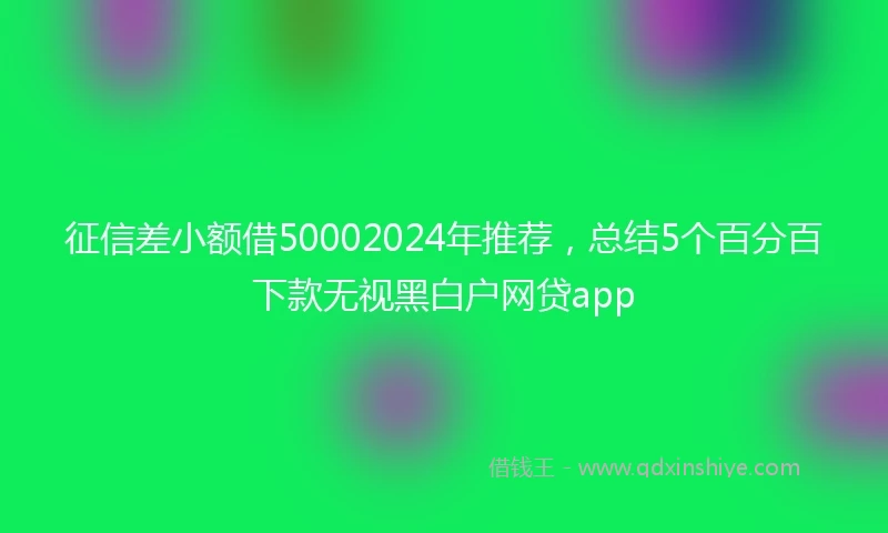 征信差小额借50002024年推荐，总结5个百分百下款无视黑白户网贷app