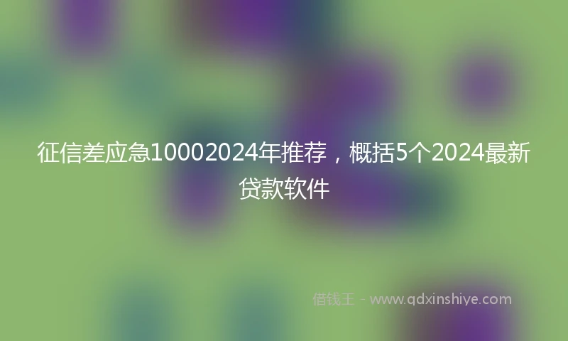 征信差应急10002024年推荐，概括5个2024最新贷款软件