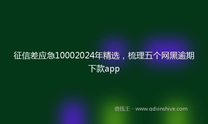 征信差应急10002024年精选，梳理五个网黑逾期下款app