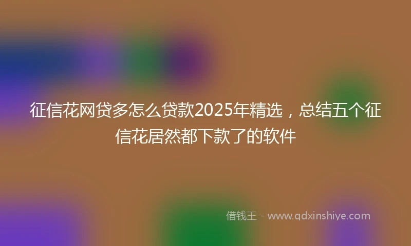 征信花网贷多怎么贷款2025年精选，总结五个征信花居然都下款了的软件