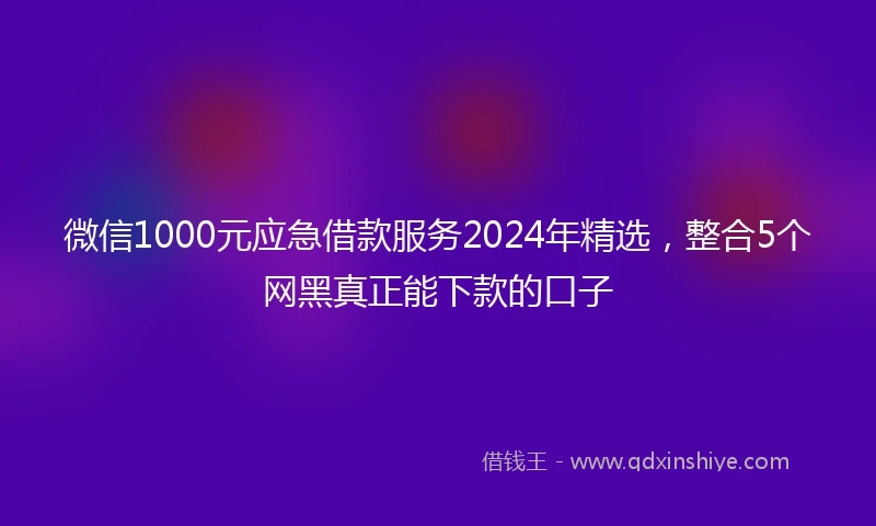 微信1000元应急借款服务2024年精选，整合5个网黑真正能下款的口子