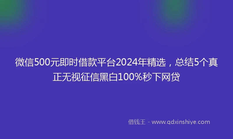 微信500元即时借款平台2024年精选，总结5个真正无视征信黑白100%秒下网贷