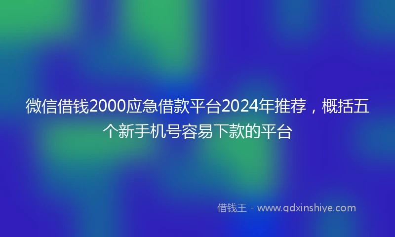 微信借钱2000应急借款平台2024年推荐，概括五个新手机号容易下款的平台