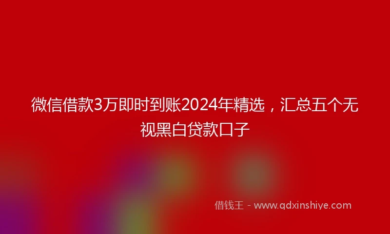 微信借款3万即时到账2024年精选，汇总五个无视黑白贷款口子