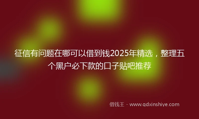 征信有问题在哪可以借到钱2025年精选，整理五个黑户必下款的口子贴吧推荐