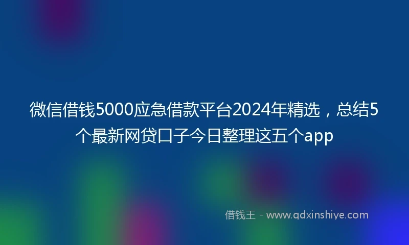 微信借钱5000应急借款平台2024年精选，总结5个最新网贷口子今日整理这五个app