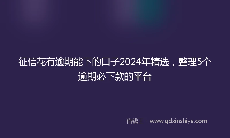 征信花有逾期能下的口子2024年精选，整理5个逾期必下款的平台