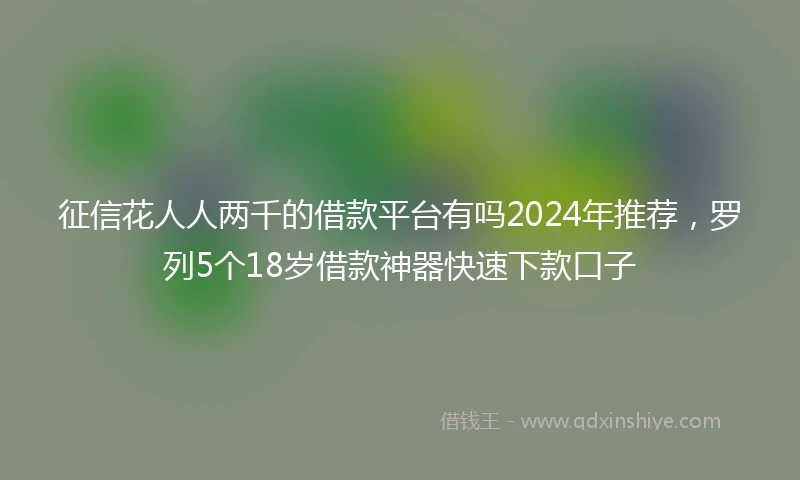 征信花人人两千的借款平台有吗2024年推荐，罗列5个18岁借款神器快速下款口子