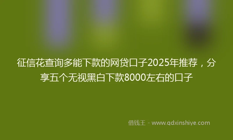 征信花查询多能下款的网贷口子2025年推荐，分享五个无视黑白下款8000左右的口子