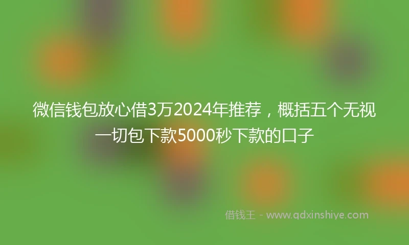 微信钱包放心借3万2024年推荐，概括五个无视一切包下款5000秒下款的口子
