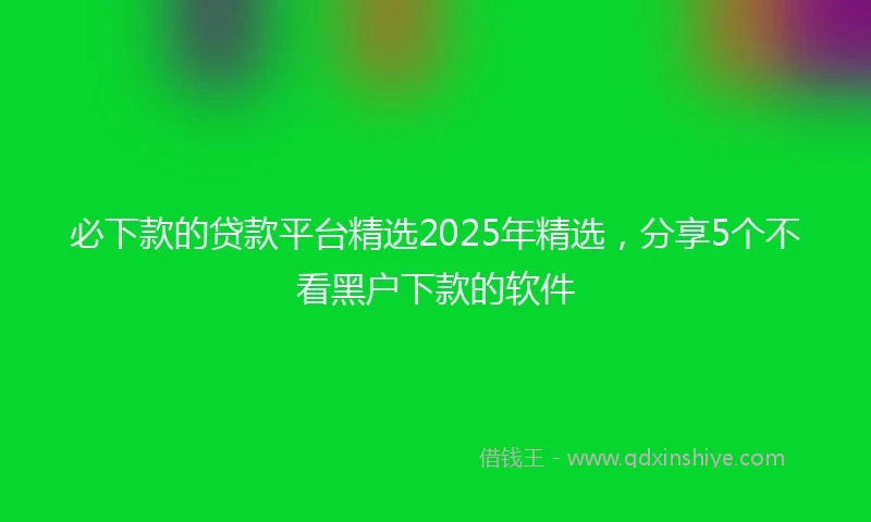 必下款的贷款平台精选2025年精选，分享5个不看黑户下款的软件
