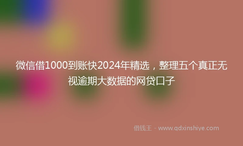 微信借1000到账快2024年精选，整理五个真正无视逾期大数据的网贷口子