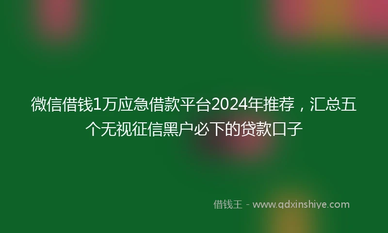 微信借钱1万应急借款平台2024年推荐，汇总五个无视征信黑户必下的贷款口子