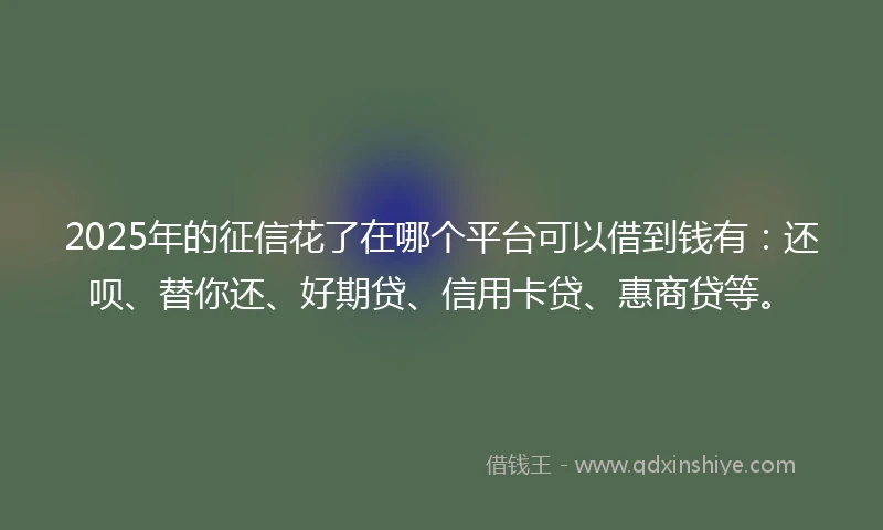 2025年的征信花了在哪个平台可以借到钱有：还呗、替你还、好期贷、信用卡贷、惠商贷等。