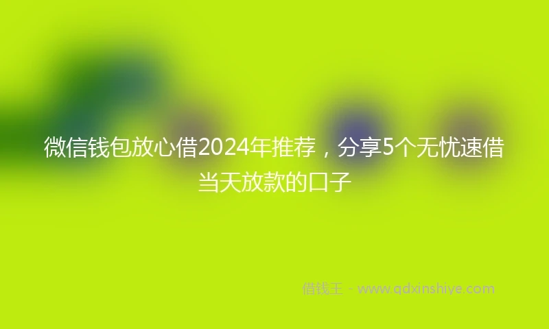 微信钱包放心借2024年推荐，分享5个无忧速借当天放款的口子