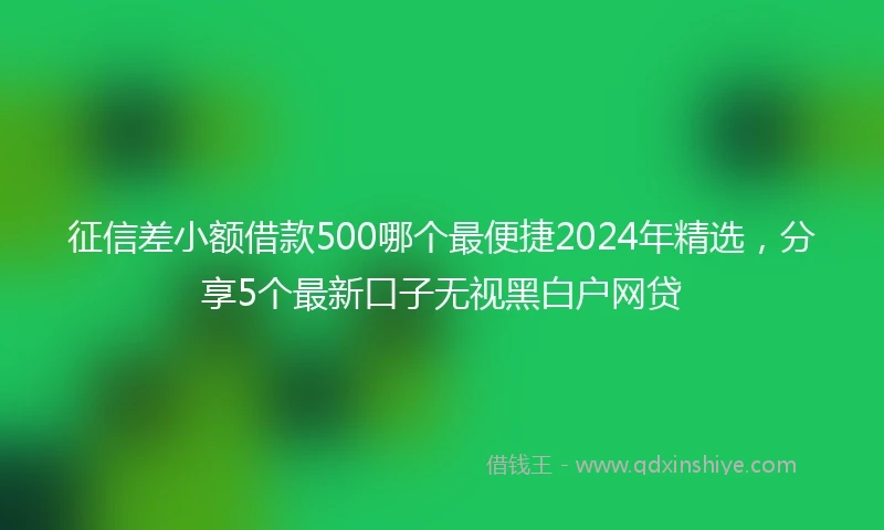 征信差小额借款500哪个最便捷2024年精选，分享5个最新口子无视黑白户网贷