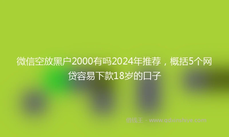 微信空放黑户2000有吗2024年推荐，概括5个网贷容易下款18岁的口子