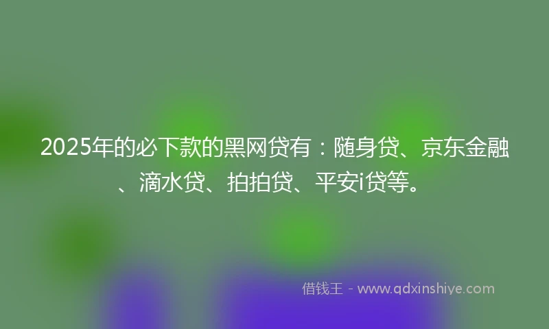 2025年的必下款的黑网贷有：随身贷、京东金融、滴水贷、拍拍贷、平安i贷等。
