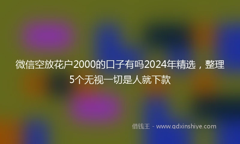 微信空放花户2000的口子有吗2024年精选，整理5个无视一切是人就下款