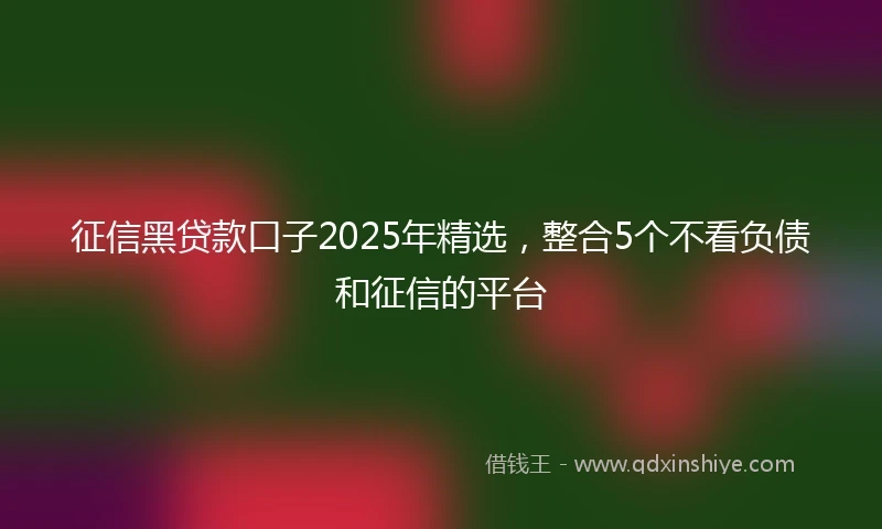 征信黑贷款口子2025年精选，整合5个不看负债和征信的平台