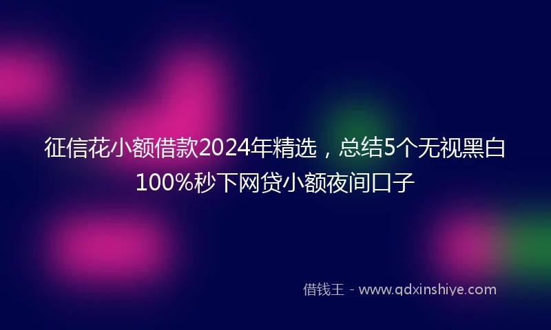 征信花小额借款2024年精选，总结5个无视黑白100%秒下网贷小额夜间口子