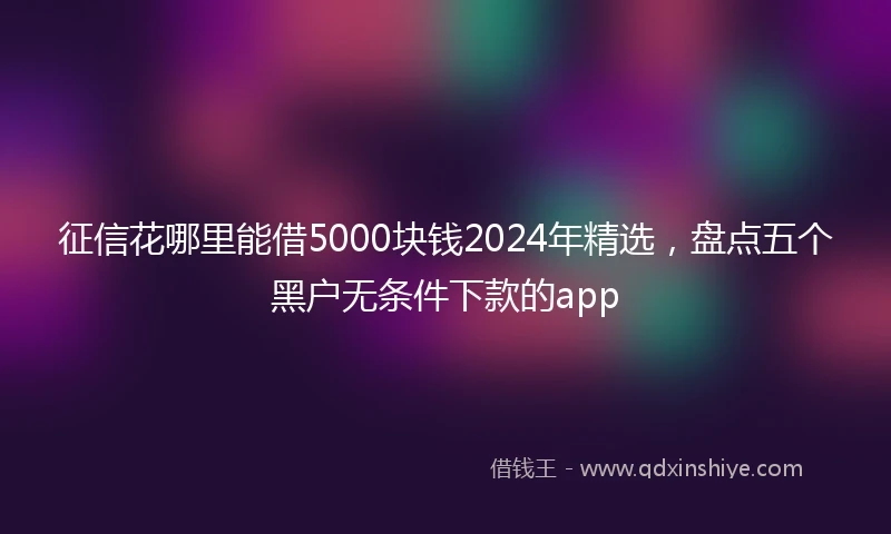征信花哪里能借5000块钱2024年精选，盘点五个黑户无条件下款的app