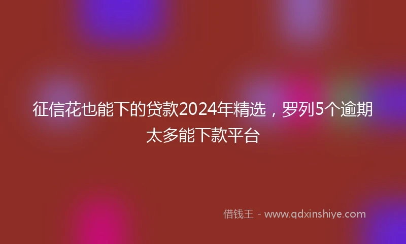 征信花也能下的贷款2024年精选，罗列5个逾期太多能下款平台
