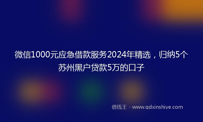 微信1000元应急借款服务2024年精选，归纳5个苏州黑户贷款5万的口子