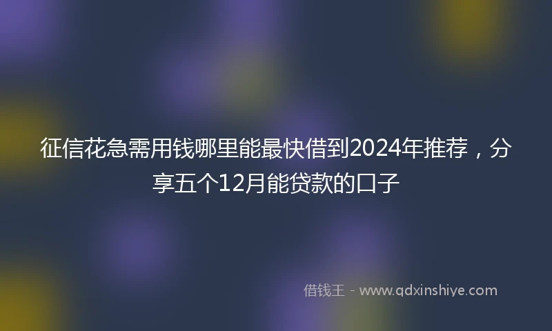 征信花急需用钱哪里能最快借到2024年推荐，分享五个12月能贷款的口子